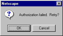 Authentification Failure Screen