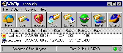 Snap shot or Classic WinZip Screen