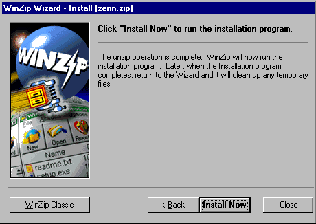 Snap shot of Wizard WinZip Install Screen 2